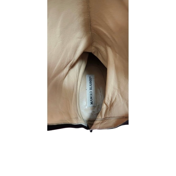 Manolo Blahnik Black Leather Knee High Boots Women’s 36 Flat Riding Elegant - Picture 12 of 15